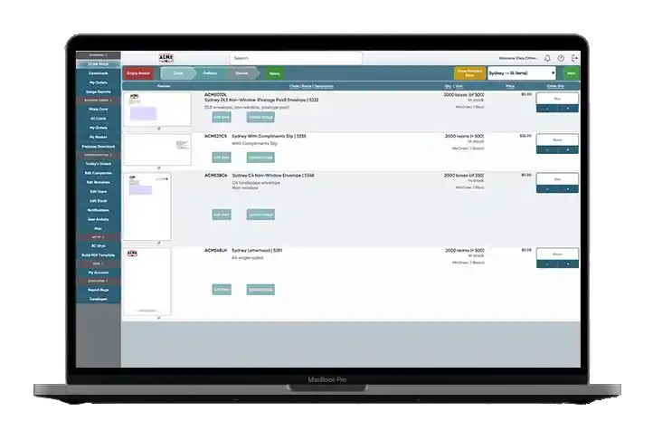 laptop with online stock ordering website on the screen